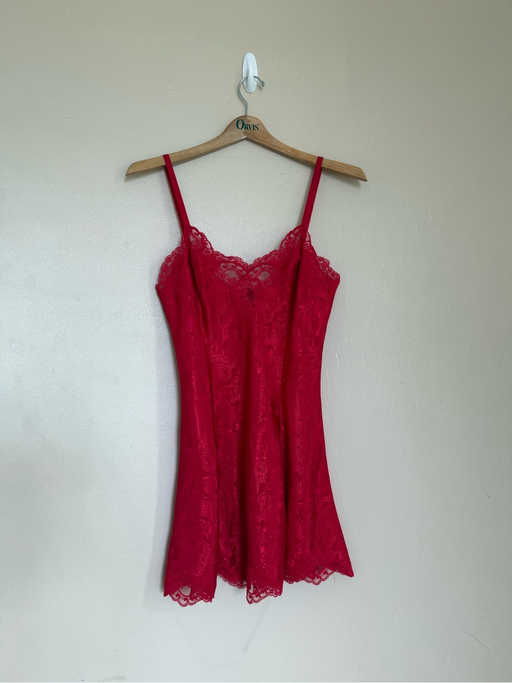 Gold Tag Vintage Victoria's Secret Red Lace Chemise
